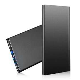 20000mAh Power Bank Ultra-thin External Battery Pack Phone Charger Dual USB Port (Option: Black)